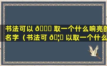 书法可以 🐛 取一个什么响亮的名字（书法可 🦈 以取一个什么响亮的名字呢）